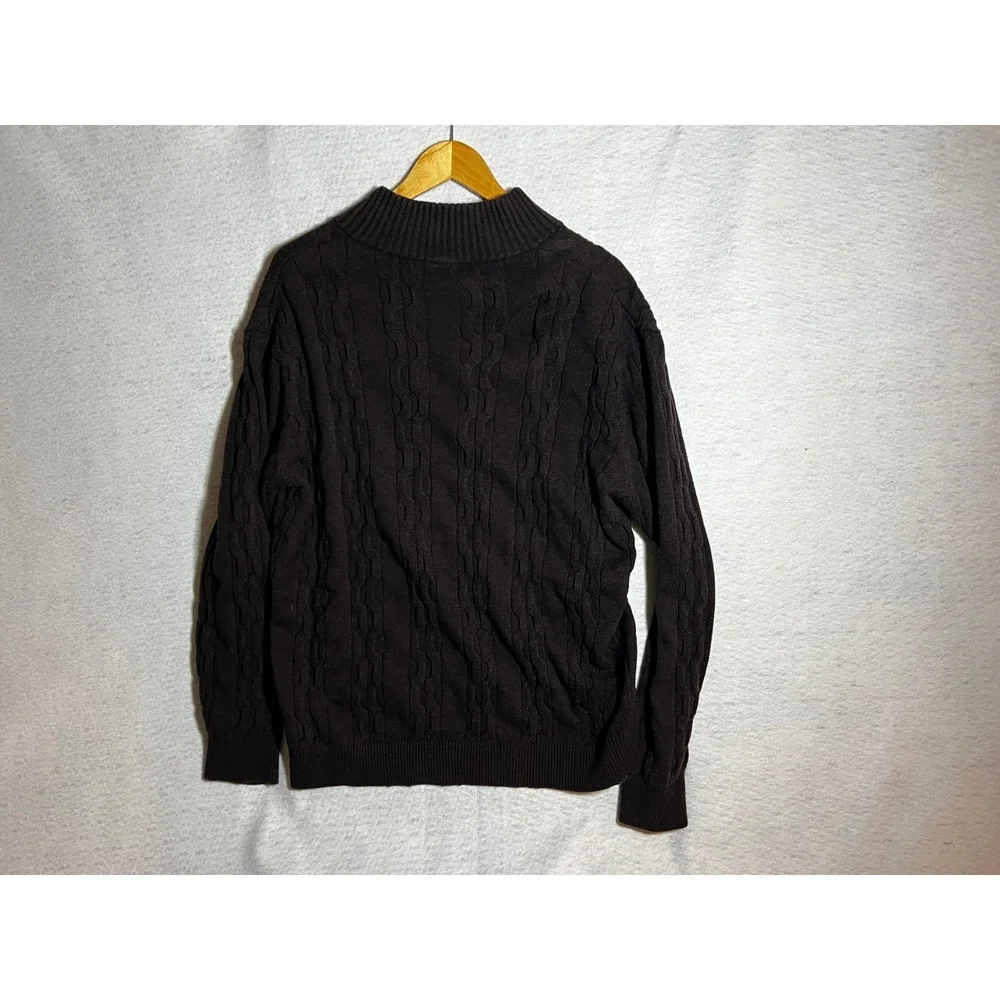 Lacoste Men's XXL Chocolate Brown Chain-Knit Long Sleeve Button Down